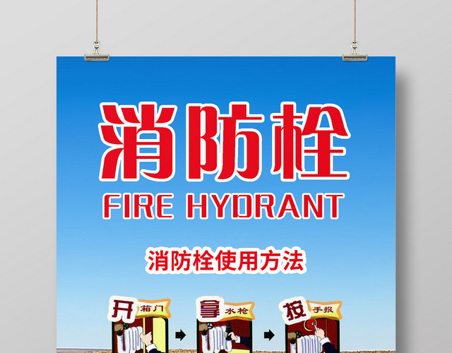 简约公路消防知识消防栓使用方法宣传海报
