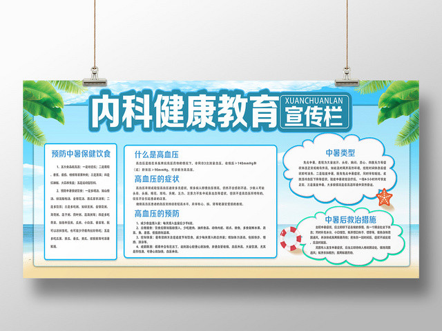 蓝色小清新内科健康教育内科健康宣传栏展板