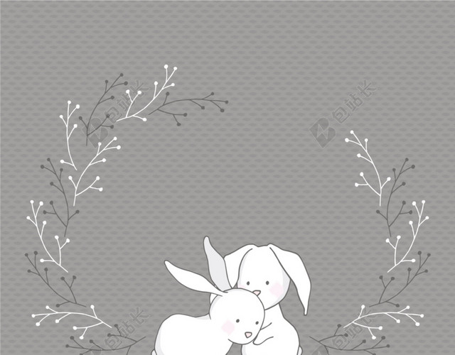 灰色背景兔子设计素材