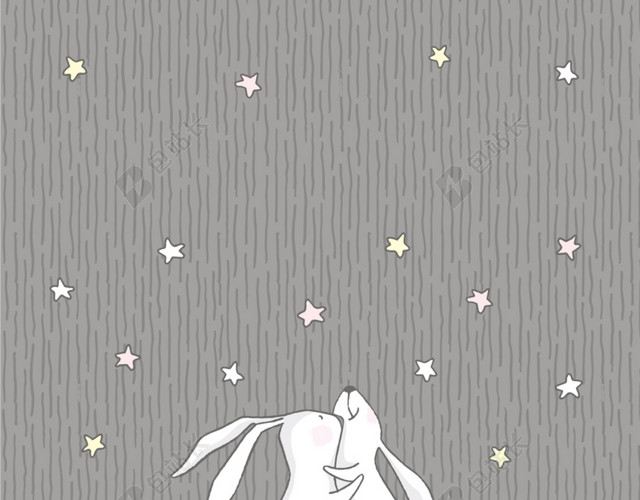 灰色星星城堡兔子设计素材
