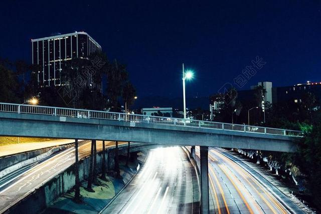 城市 夜 交通 路 灯 建筑物 桥 天际线 市容 市中心