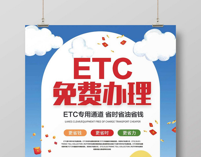 蓝色创意ETC办理ETCETC免费办理宣传海报