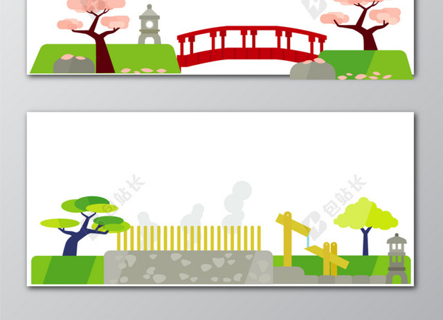 清新日系建筑BANNER素材