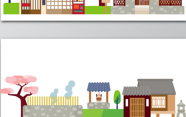 清新日系建筑BANNER素材