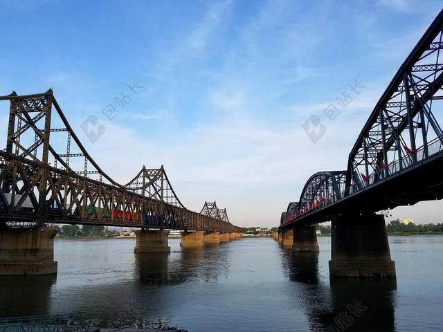 鸭绿江 风景 丹东 桥 城市的