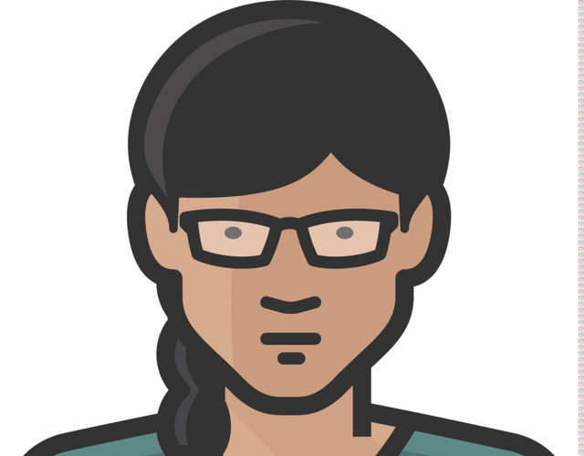 手绘戴眼镜的 女人头像