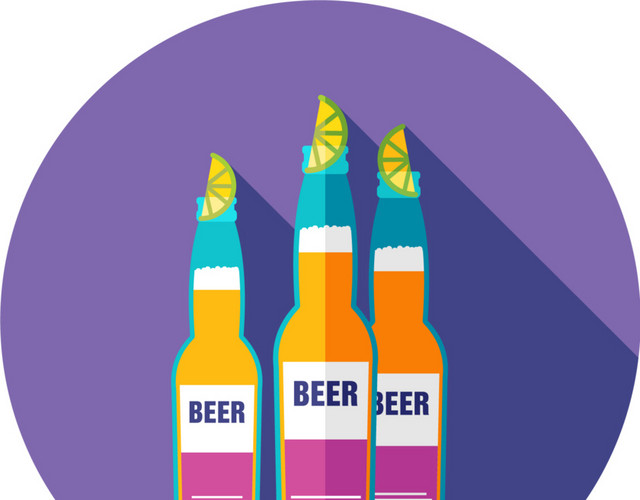 彩色扁平清新啤酒插画