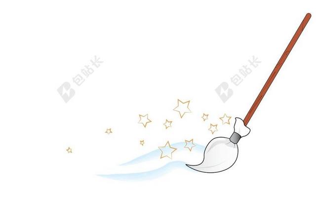 设计卡通白色的拖把和星星图案背景图片