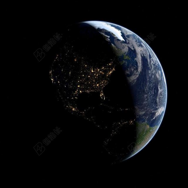 太空地球上的亮与暗背景图片