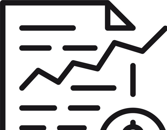 简约线条纸和金币图标 