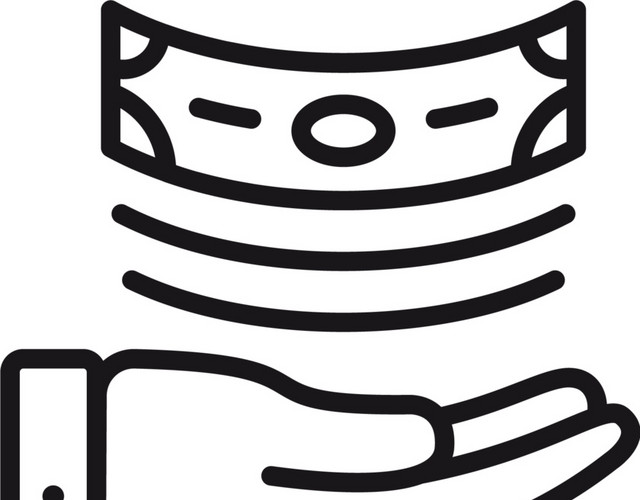 简约线条手和钱图标
