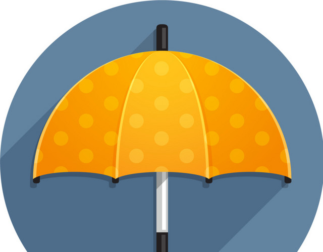 卡通简约雨伞圆形图标素材