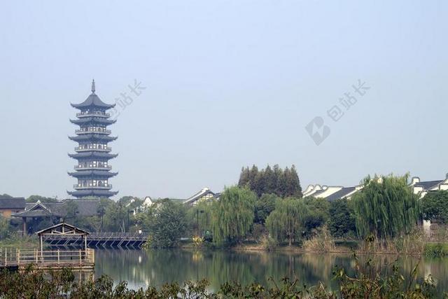 传统文化西湖美景塔户外旅游休闲假日背景图片
