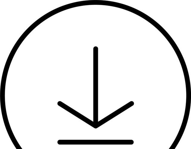 黑色圆形下载符号图标