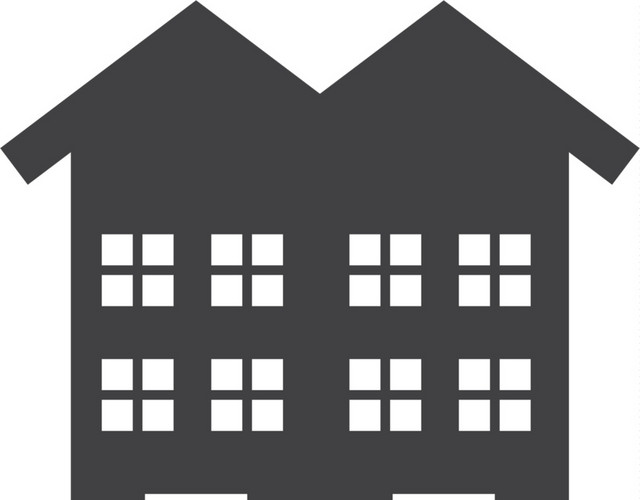 黑白双栋房屋图标