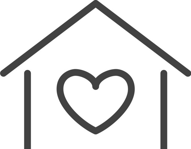 黑白爱心房屋商务图标
