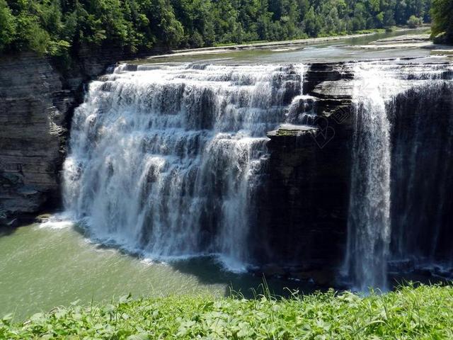 公园 大瀑布 自然 水 景观 森林 旅行 河 级联 秋天