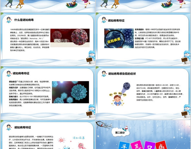 儿童卡通冬季传染病预防PPT模板