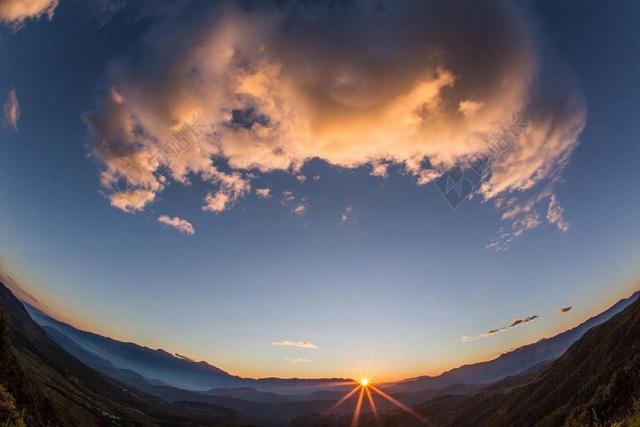 风景 天空 夕阳 广角