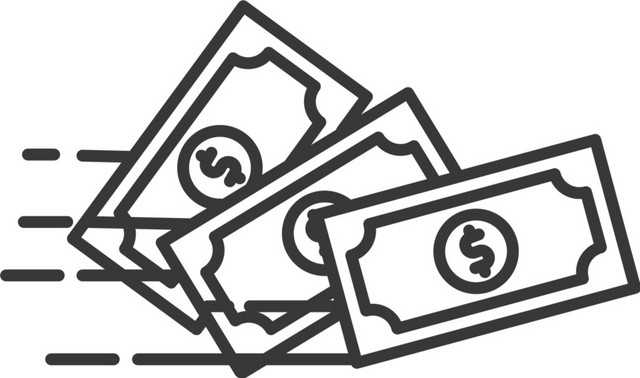 黑色简约线条现金图标免抠素材