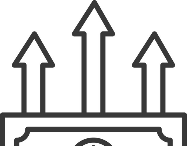 黑色简约线条资金上涨图标免抠素材