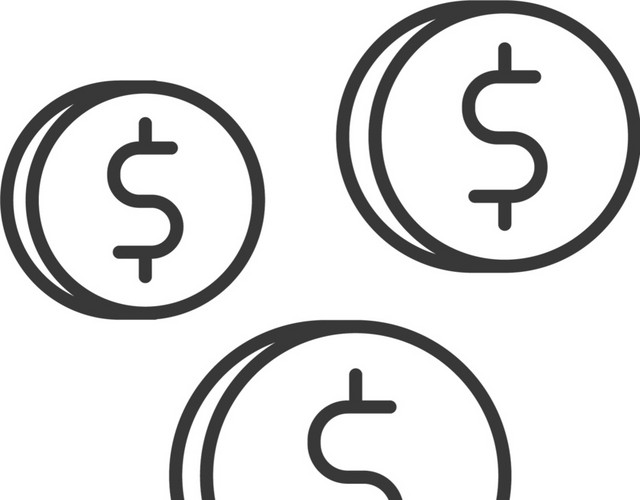 黑色简约线条金钱图标免抠素材