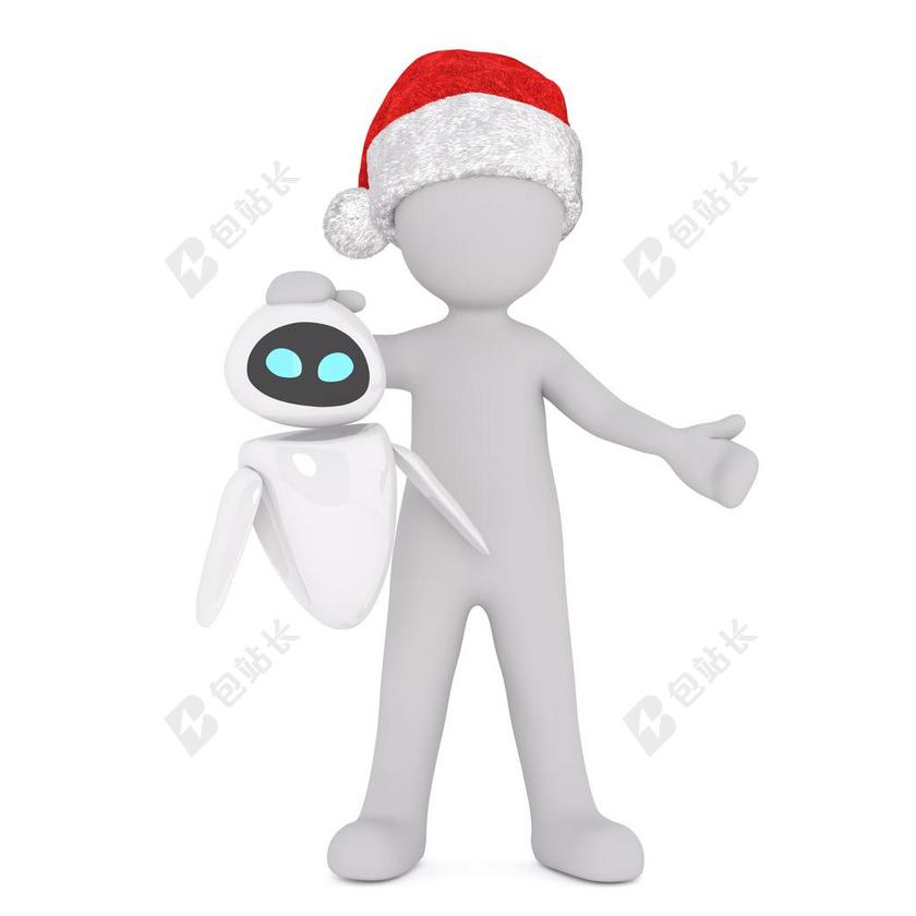 设计白色的圣诞小人和机器人图案背景图片