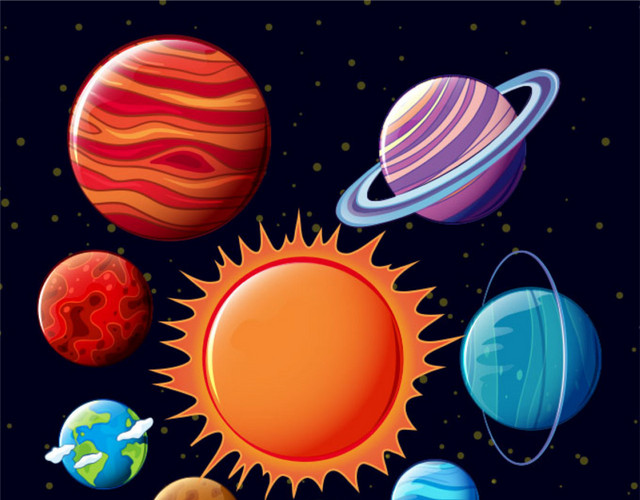 彩色卡通太空星球插画素材
