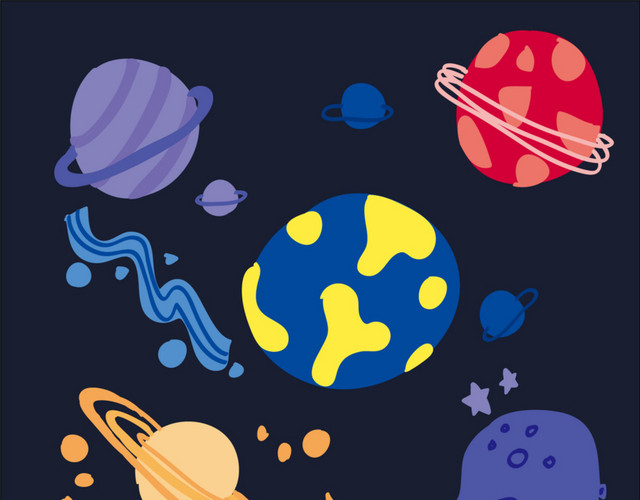 创意彩色卡通星球插画素材