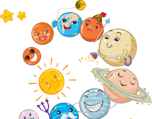 彩色卡通太空星球插画素材