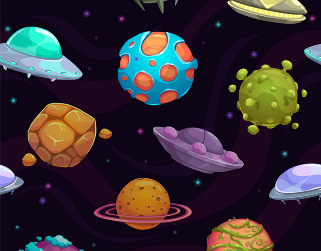 彩色卡通太空星球插画素材