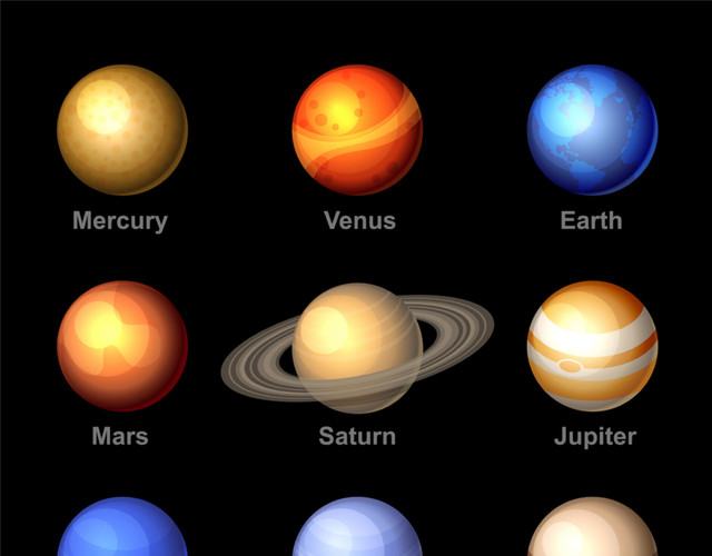 彩色卡通太空星球插画素材