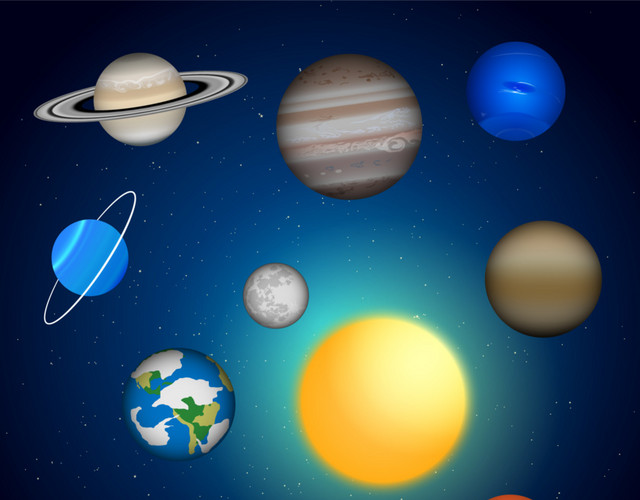 彩色卡通太空星球插画素材