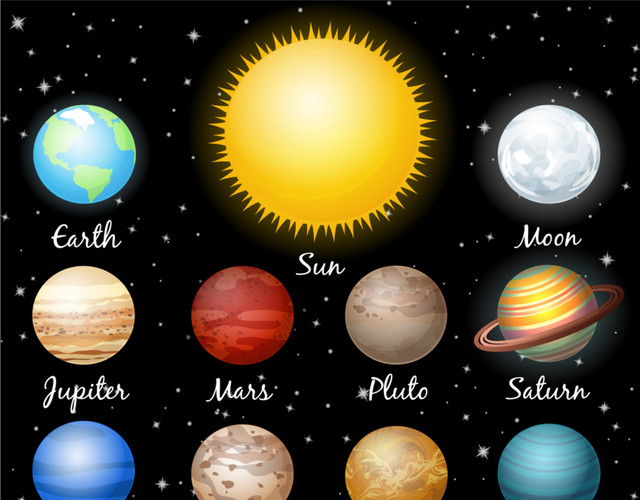 彩色卡通太空星球插画素材