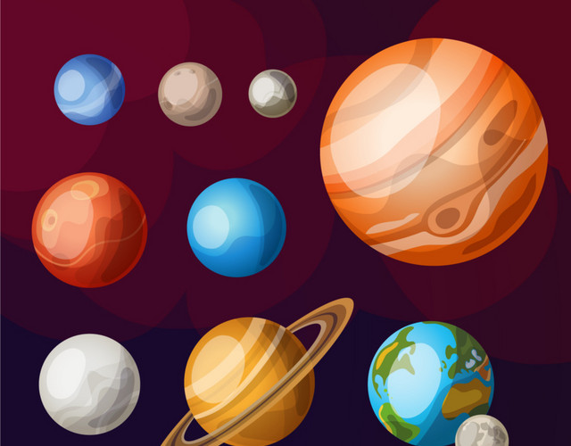 彩色卡通太空星球插画素材