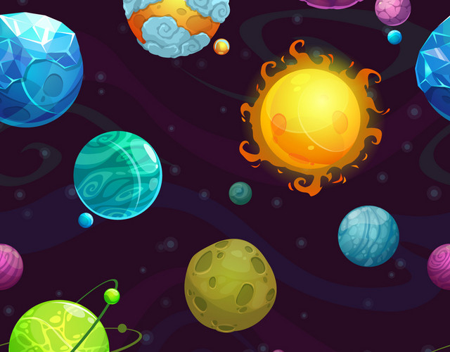 彩色卡通星球插画素材