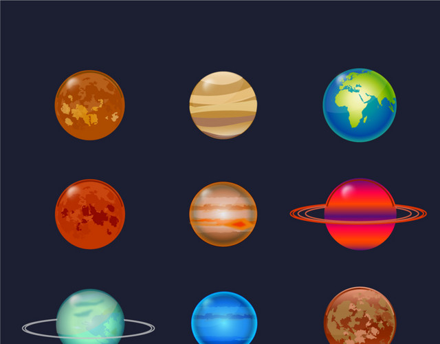 彩色卡通星球插画素材