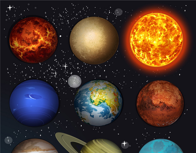 彩色卡通星球插画素材