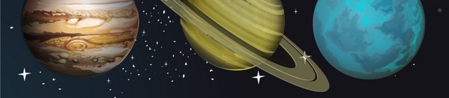 彩色卡通星球插画素材