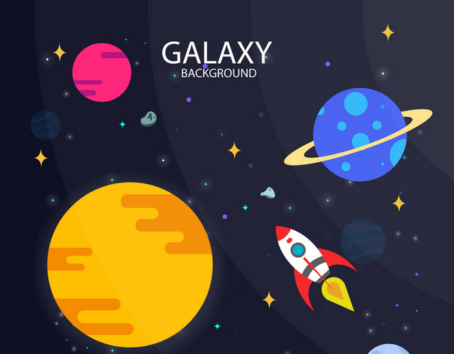 彩色卡通星球插画素材