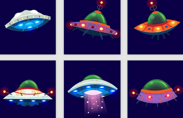 彩色卡通宇宙飞船插画素材
