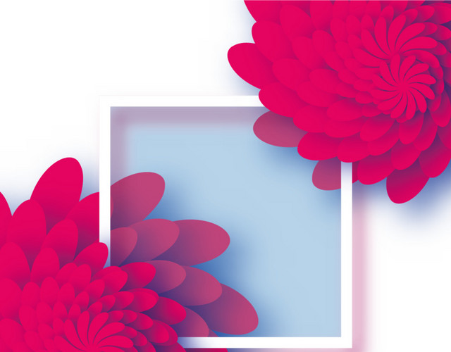 红色花朵纹路线框素材