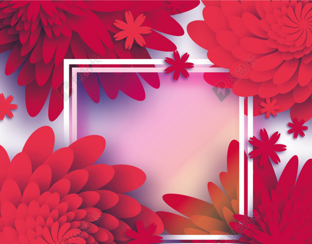 红色花瓣叠加粉色背景图