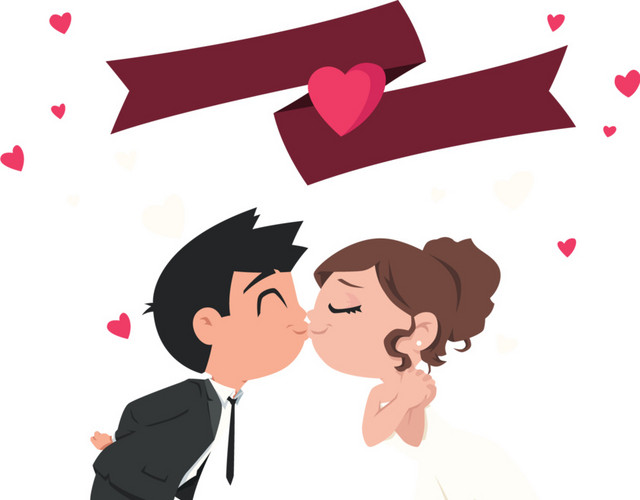 卡通喜庆婚礼新人素材