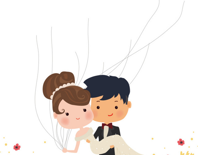 卡通喜庆婚礼新人素材