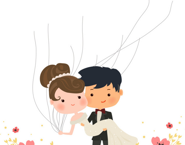 卡通喜庆婚礼新人素材