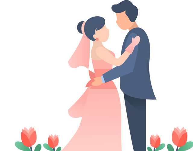 卡通喜庆婚礼新人素材