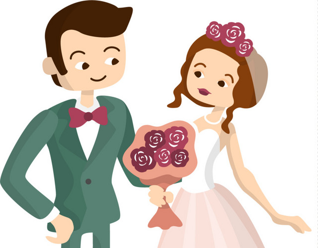 卡通喜庆婚礼新人素材