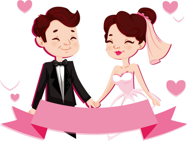 卡通喜庆婚礼新人素材