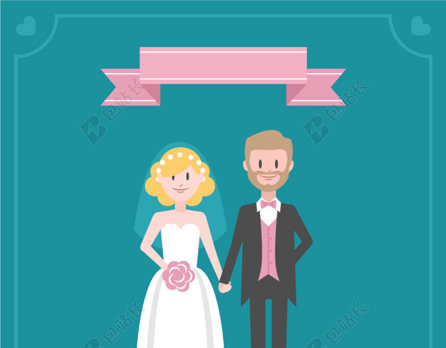 卡通喜庆婚礼新人背景素材
